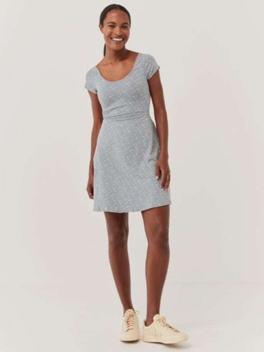 Pact Women's Feathered Fit & Flare Crossback Mini Dress